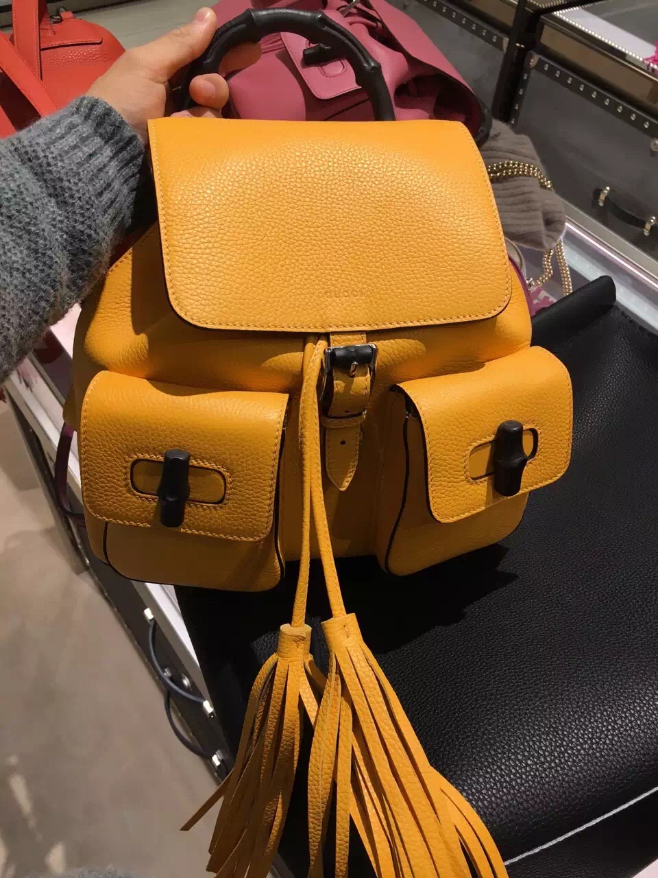 Authentic Gucci Bamboo Backpack 370833 A7M0N 7029 Honey